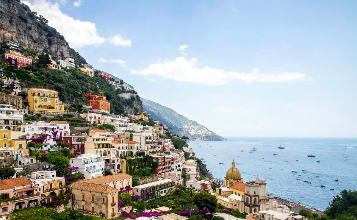 Positano's houses stacked above the sea on the Amalfi Coast