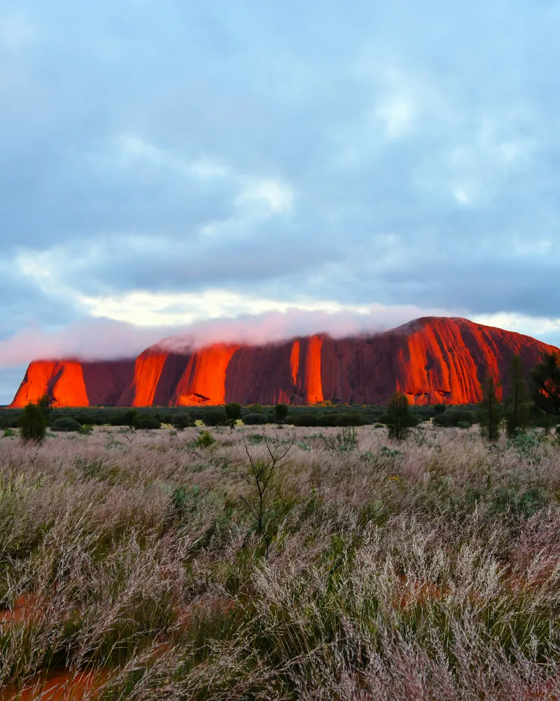 Uluru glowing at sunset, Australia
