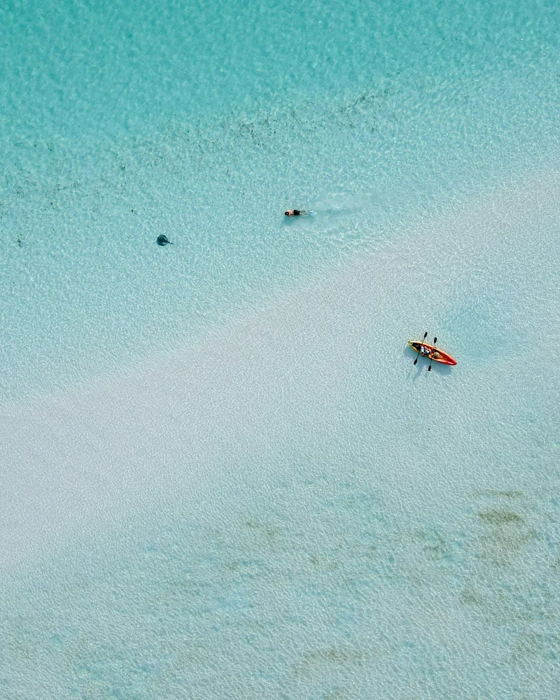 A turquoise sandbar from above, Bahamas