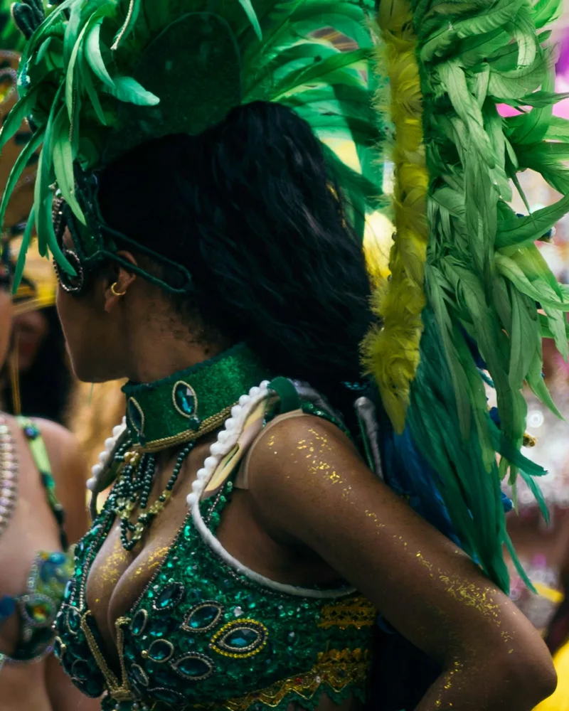 A Carnival dancer in full plumage, Brazil
