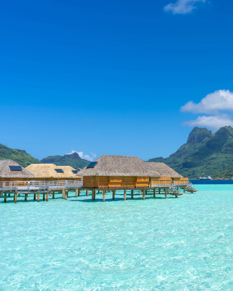 An overwater bungalow over the lagoon, French Polynesia