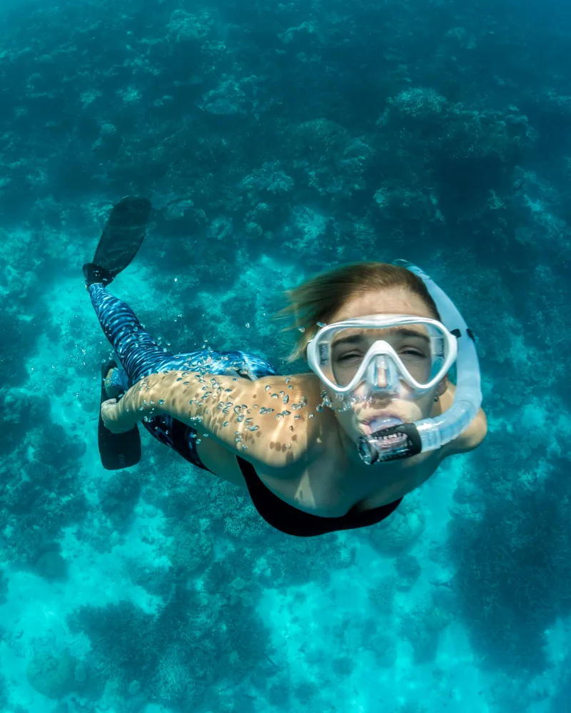 Snorkeling in the clear water, Israel