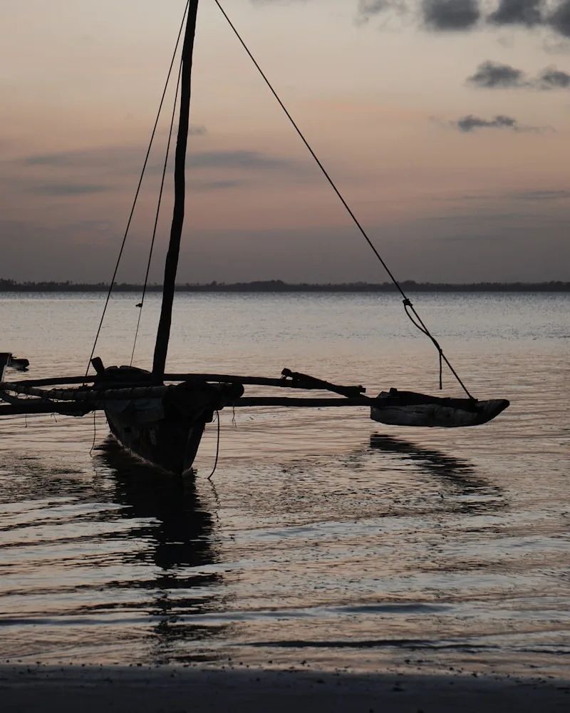 A dhow sail at sunset, Kenya