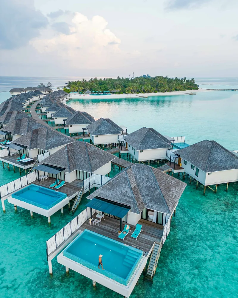 An overwater villa above the lagoon, Maldives