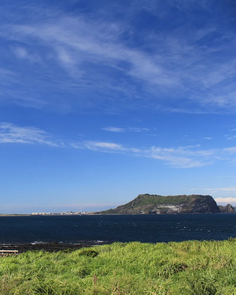 Seongsan Ilchulbong rising from the sea, South Korea
