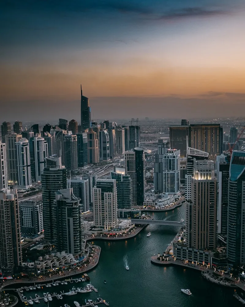 The city & coastline from above, United Arab Emirates