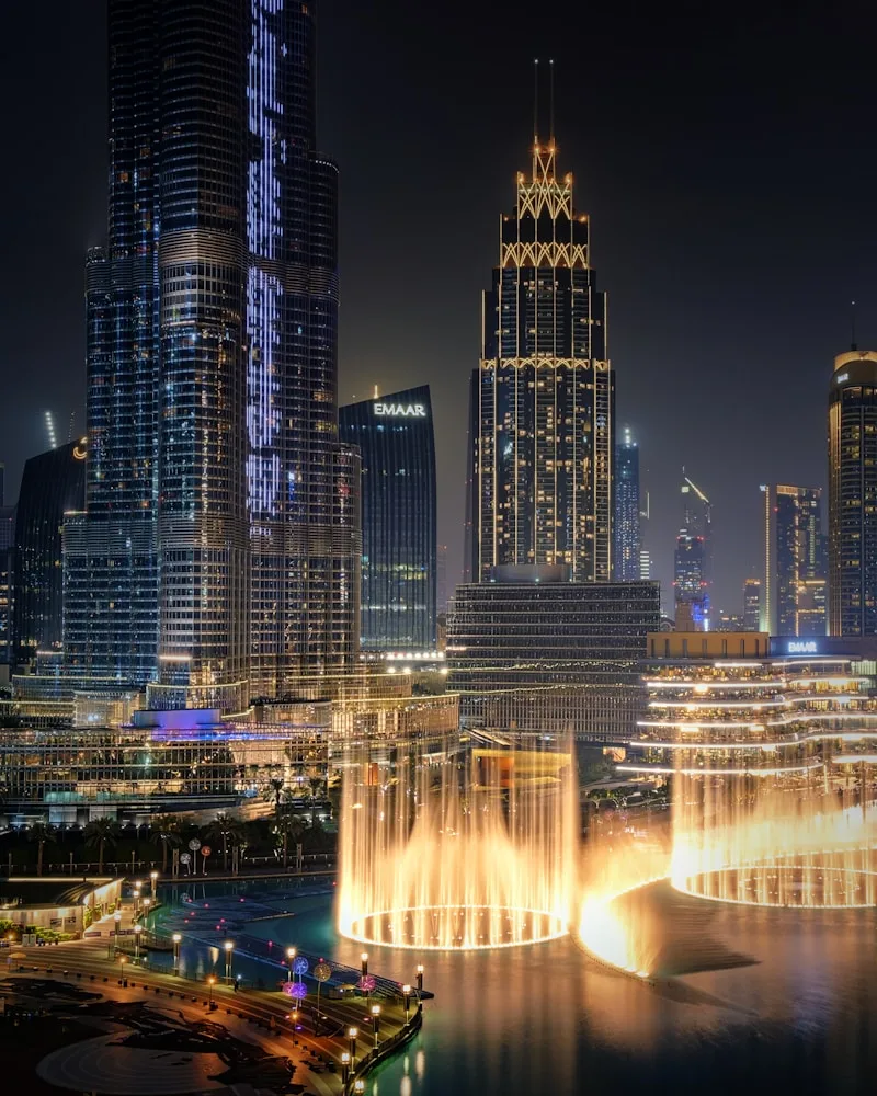 The Dubai Fountain below, United Arab Emirates