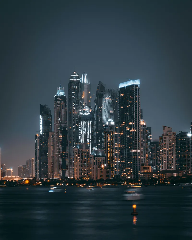 The skyline on the water, United Arab Emirates