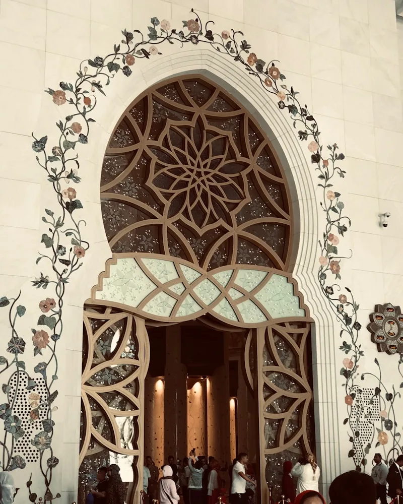 The marble courtyard & floral inlay, United Arab Emirates