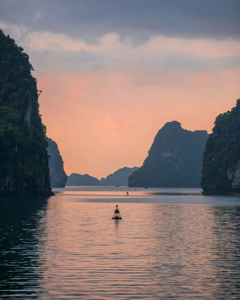 A junk at sunset, Vietnam