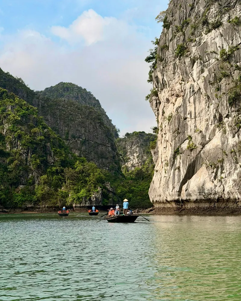 Kayaking into a lagoon, Vietnam