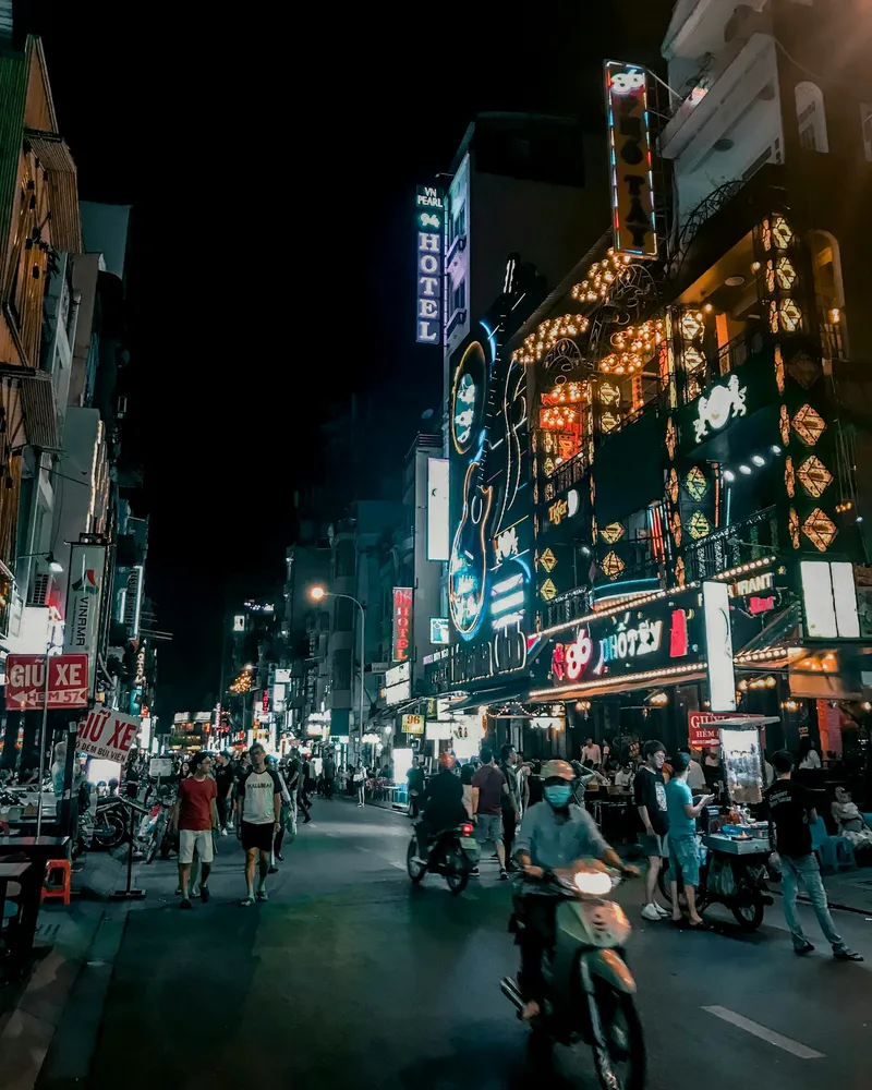 Bia hoi corner at dusk, Vietnam