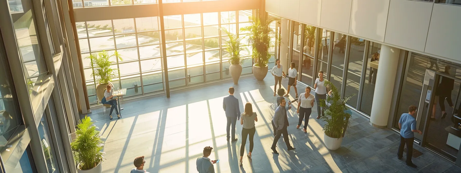 a group of business professionals engaged in team-building activities at a modern conference facility in cleveland, with personalized travel packages tailored to their specific needs.