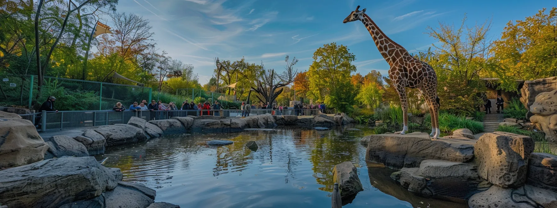 families exploring the vibrant wildlife exhibits at cleveland metroparks zoo, guided by colorful maps and guides.