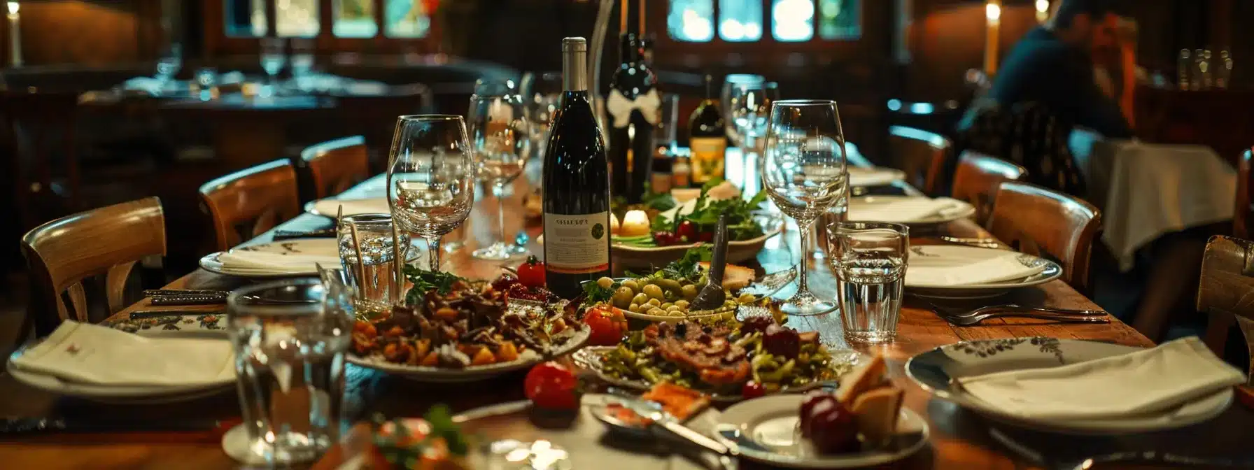 a cozy, elegantly set dining table in a rustic florentine restaurant, adorned with vibrant local dishes and a bottle of vin santo, capturing the essence of tailored culinary experiences while emphasizing the importance of dietary communication before the food tour.
