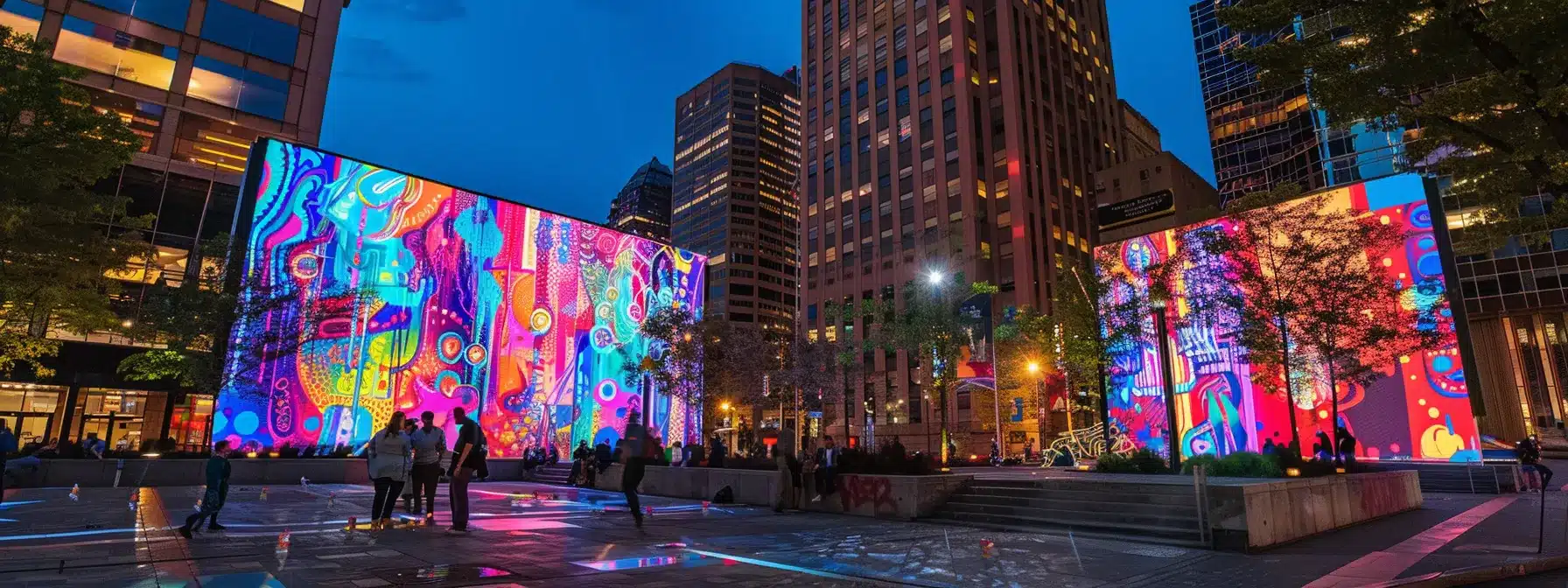 vibrant street art installations and live performances bring cleveland's arts and culture scene to life on bustling city streets.
