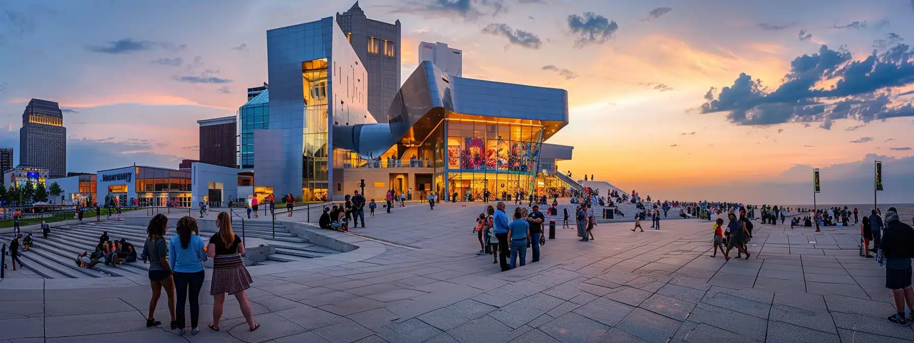 a diverse group of people, including families, couples, and adventure seekers, exploring cleveland's vibrant landscape on guided tours tailored to their interests.